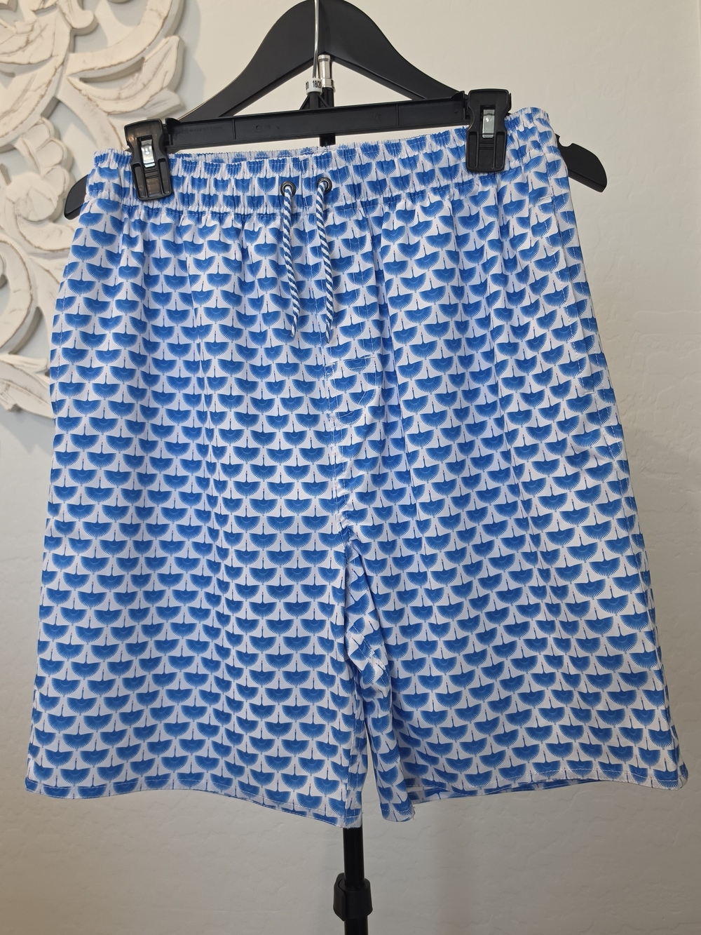Class Club Blue White Print Boys' Swim Trunks Shorts Size 18/20 NWT